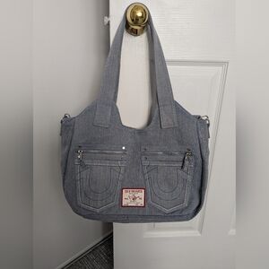 BNWT - True Religion Light Blue Denim Tote/Crossbody/Shoulder/Beach/School Bag